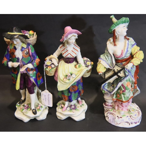 259 - Three good quality continental figurines, all with damages. Not available for in-house P&P, contact ... 