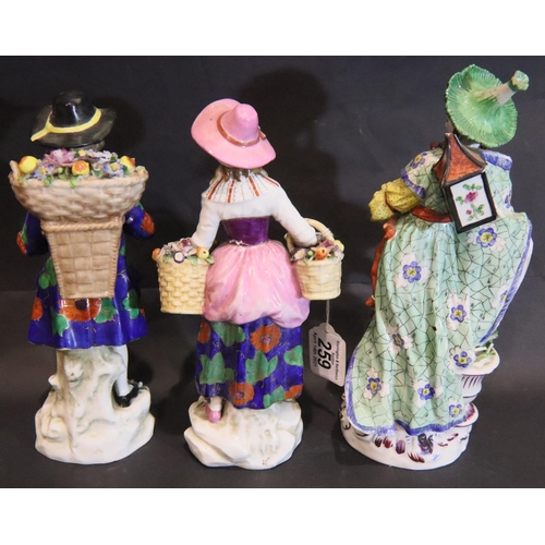 259 - Three good quality continental figurines, all with damages. Not available for in-house P&P, contact ... 