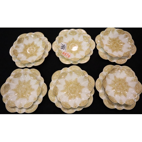 282 - Victorian set of six Wileman cake plates with six saucers. P&P Group 3 (£25+VAT for the first lot an... 