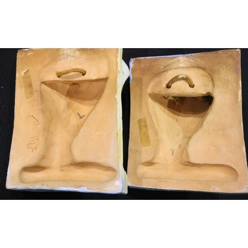 285 - Two Austrian Art Deco glazed terracotta wall plaques in relief, each 14 x 12 cm. P&P Group 2 (£18+VA... 