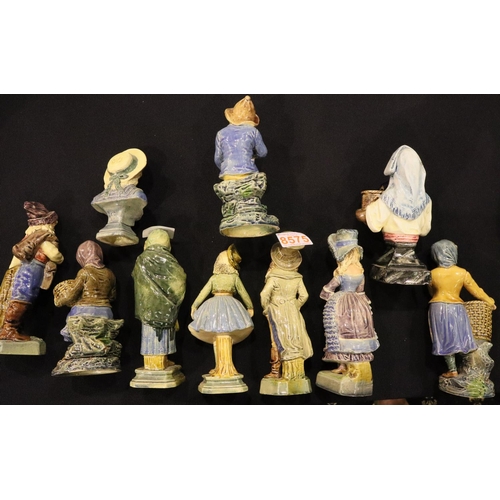 286 - Gebruder Urbach, ten Bohemian salt glazed figurines, largest H: 19 cm. P&P Group 3 (£25+VAT for the ... 