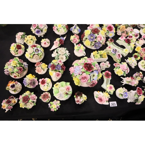 303 - Large collection of ceramic flower displays, various makers including Coalport, Aynsley etc. Not ava... 