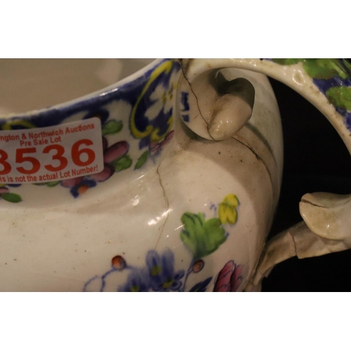 305 - Collection of 19thC ceramics and glass in varying condition. Not available for in-house P&P, contact... 