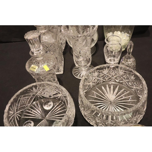 320 - Collection of mixed crystal with three decanters. Not available for in-house P&P, contact Paul O'Hea... 