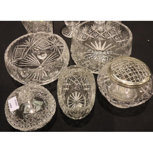 320 - Collection of mixed crystal with three decanters. Not available for in-house P&P, contact Paul O'Hea... 