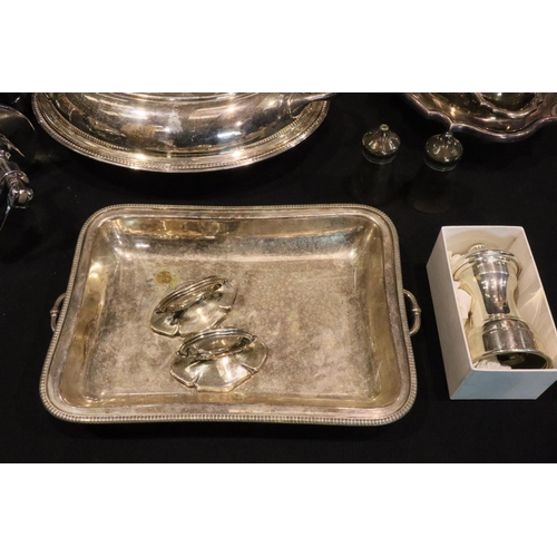 329 - Quantity of mixed silver plate including chafing dishes. Not available for in-house P&P, contact Pau... 