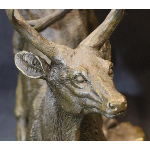 336 - 20thC bronze figurine of a bucking stag after the original by Bugatti, H: 28 cm. P&P Group 3 (£25+VA... 