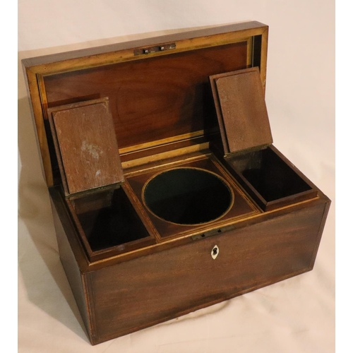 342 - Two Georgian tea caddies, each fitted with two lined chests with lids and vacant space for mixing bo... 