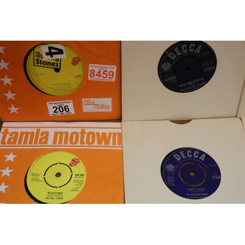 206 - Twelve Rolling Stones singles. P&P Group 2 (£18+VAT for the first lot and £3+VAT for subsequent lots... 