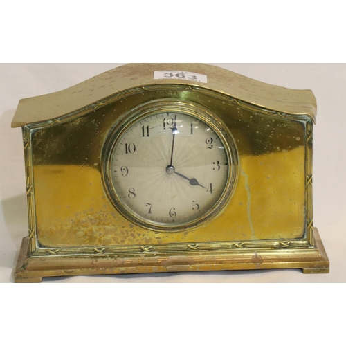 363 - Early 20thC brass cased mantel clock, the silvered dial inscribed to Halls of Manchester. P&P Group ... 