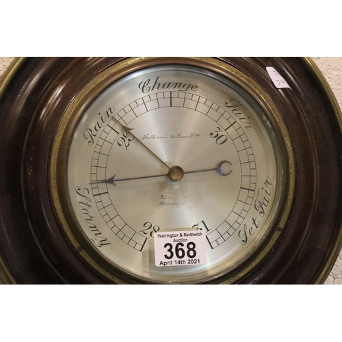 368 - Fattorini and Sons, early 20thC mahogany framed aneroid barometer with silvered dial, overall D: 28 ... 