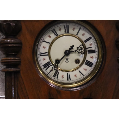 372 - Large Vienna type Gustav Becker chiming wall clock, H: 80 cm. Not available for in-house P&P, contac... 