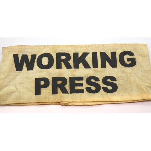 453 - British WWII aged replica Working Press armband. P&P Group 1 (£14+VAT for the first lot and £1+VAT f... 