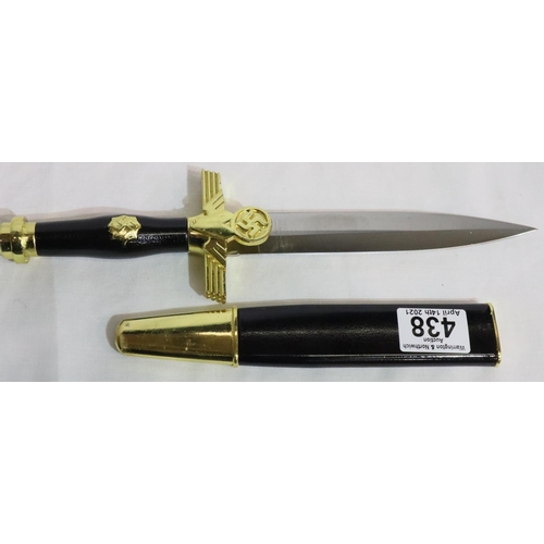 438 - German WWII replica RLB dagger in scabbard. P&P Group 1 (£14+VAT for the first lot and £1+VAT for su... 