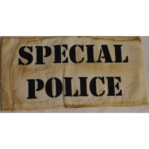 449 - British WWII reenactment Special Police armband. P&P Group 1 (£14+VAT for the first lot and £1+VAT f... 