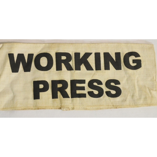 453 - British WWII aged replica Working Press armband. P&P Group 1 (£14+VAT for the first lot and £1+VAT f... 