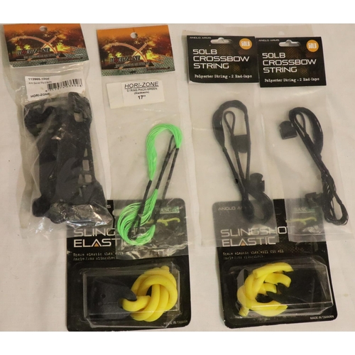 468 - Archery, New old stock slingshot elastic, crossbow string etc. P&P Group 2 (£18+VAT for the first lo... 