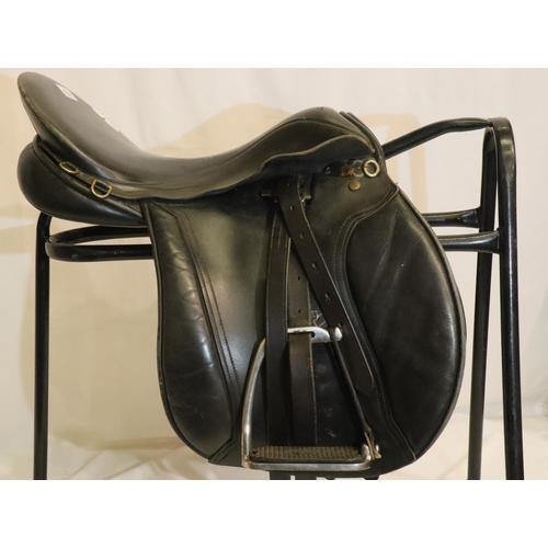 498 - Paul Jones black leather saddle with a further brown leather saddle. Not available for in-house P&P,... 