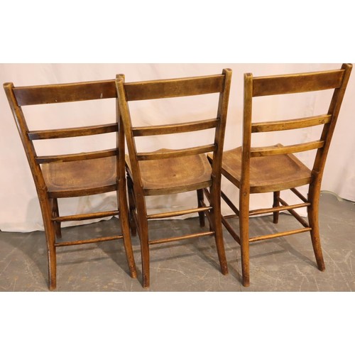 551 - Set of three 19th century elm chairs, with turned supports and shaped seat bowls. Not available for ... 