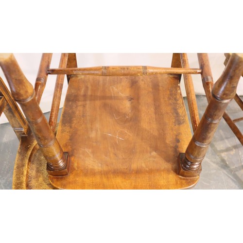 551 - Set of three 19th century elm chairs, with turned supports and shaped seat bowls. Not available for ... 