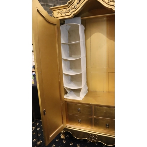 553 - A modern Rococo style fitted two door mirrored wardrobe, 101 x 53 x 203H cm (lacking top moulding). ... 