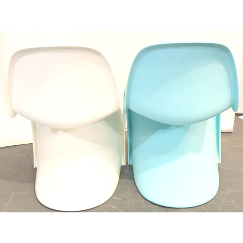 555 - Two Vernier stacking plastic childs chairs in blue and white. Not available for in-house P&P, contac... 