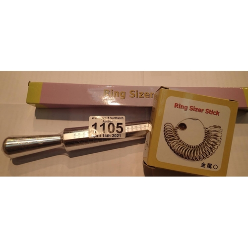 1105 - Boxed stainless steel ring sizer mandrel and a boxed set of ring finger sizers. P&P Group 1 (£14+VAT... 