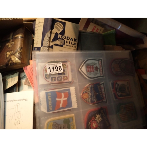 1198 - Large box of ephemera. Not available for in-house P&P, contact Paul O'Hea at Mailboxes on 01925 6591... 