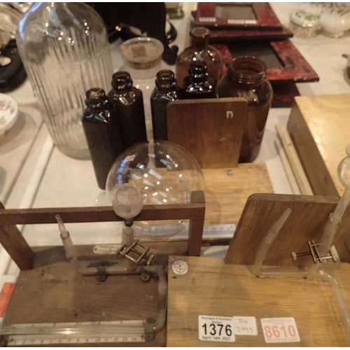 1376 - Mixed vintage apothecary bottles and equipment. Not available for in-house P&P, contact Paul O'Hea a... 