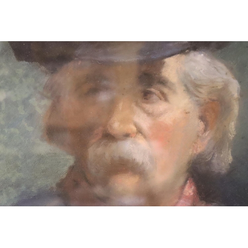 517 - Pair of 19thC Flemish pastel and charcoal portraits of a moustached gentleman, unsigned 51 x 42 cm. ... 