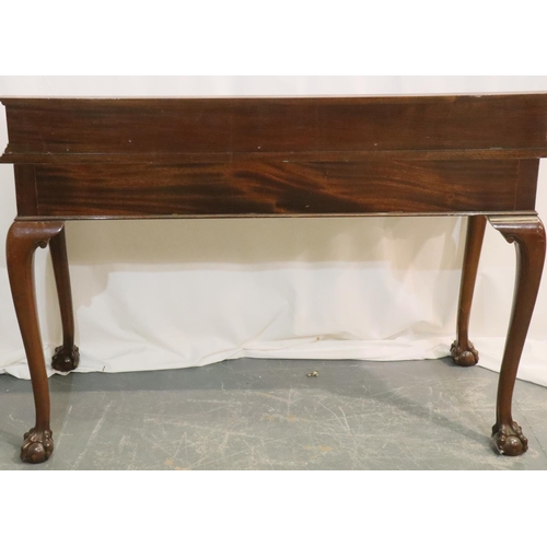 529 - 20thC mahogany single drawer console, raised on claw and ball supports with upstand, 123 x 55 x 89 c... 