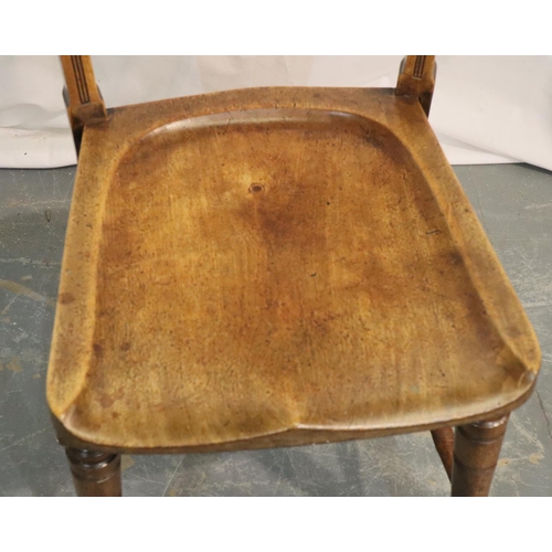 551 - Set of three 19th century elm chairs, with turned supports and shaped seat bowls. Not available for ... 