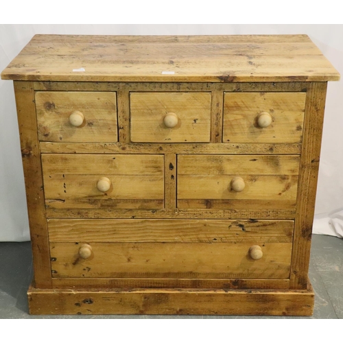 558A - Rustic pine chest comprising three above two over single drawers, 104 x 55 x 90H cm. Not available f... 