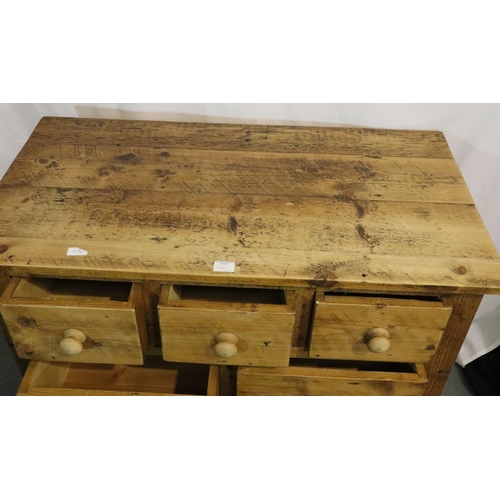 558A - Rustic pine chest comprising three above two over single drawers, 104 x 55 x 90H cm. Not available f... 