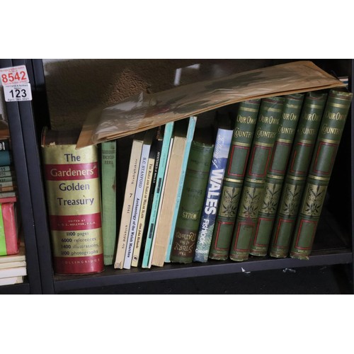 123 - Two shelves of gardening books. Not available for in-house P&P, contact Paul O'Hea at Mailboxes on 0... 