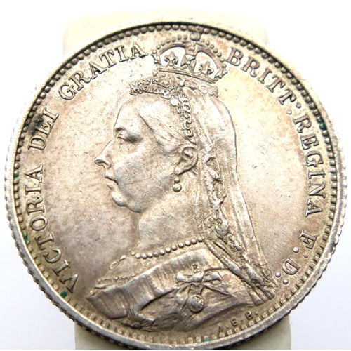 2355 - 1887 - Silver Sixpence of Queen Victoria. P&P Group 1 (£14+VAT for the first lot and £1+VAT for subs... 