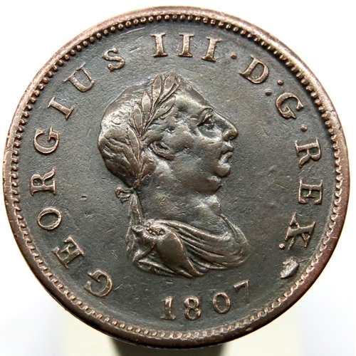 2382 - 1807 Halfpenny of King George 3rd. P&P Group 1 (£14+VAT for the first lot and £1+VAT for subsequent ... 