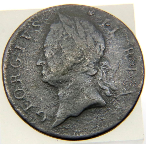 2394 - 1760 Hibernia Half Penny of King George 2nd. P&P Group 1 (£14+VAT for the first lot and £1+VAT for s... 