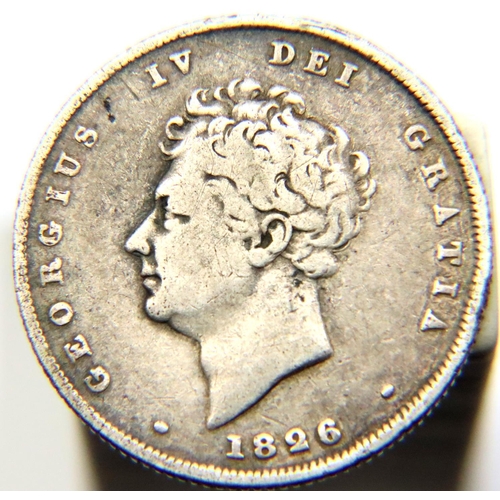 2397 - 1826 - Silver Shilling of King George 4th. P&P Group 1 (£14+VAT for the first lot and £1+VAT for sub... 