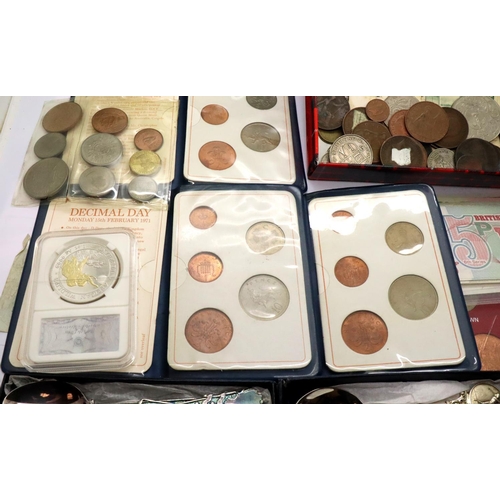 2420 - Collection of miscellaneous coin collections and card displays, cased and loose examples. P&P Group ... 