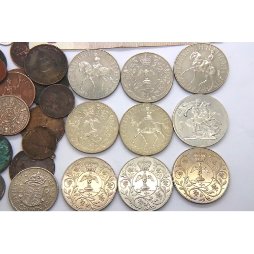 2434 - Mixed coins, tokens and 10 ten shilling notes. P&P Group 1 (£14+VAT for the first lot and £1+VAT for... 