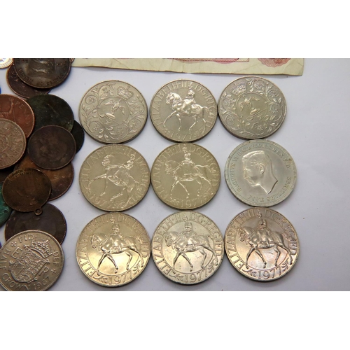 2434 - Mixed coins, tokens and 10 ten shilling notes. P&P Group 1 (£14+VAT for the first lot and £1+VAT for... 