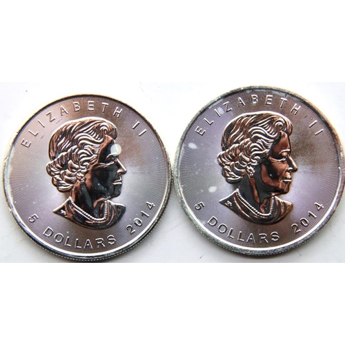 2437 - Two silver Canadian maple leaf coins. P&P Group 1 (£14+VAT for the first lot and £1+VAT for subseque... 