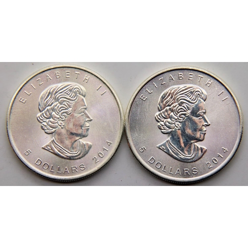 2438 - Two Canadian maple leaf coins. P&P Group 1 (£14+VAT for the first lot and £1+VAT for subsequent lots... 