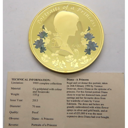 2440 - Two large Swarovski jewelled coins of lady Diana and a Finnish coin. P&P Group 1 (£14+VAT for the fi... 