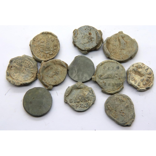 2462 - Collection of medieval lead seal tokens and bag seals. P&P Group 1 (£14+VAT for the first lot and £1... 