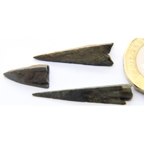 2465 - 3 Long Range Arrow heads - Roman Bronze age period. P&P Group 1 (£14+VAT for the first lot and £1+VA... 