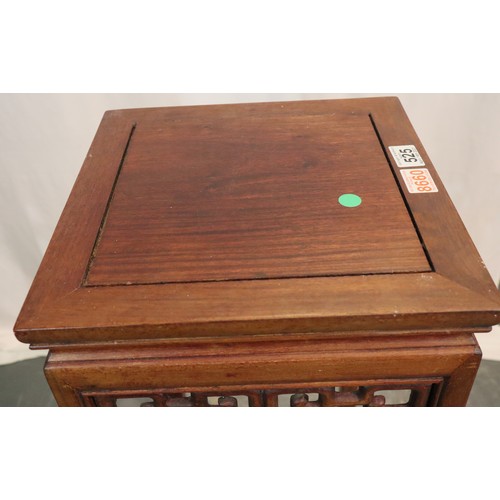 525 - Oriental hardwood plant stand, H: 112 cm. Not available for in-house P&P, contact Paul O'Hea at Mail... 