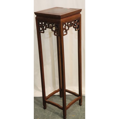 525 - Oriental hardwood plant stand, H: 112 cm. Not available for in-house P&P, contact Paul O'Hea at Mail... 