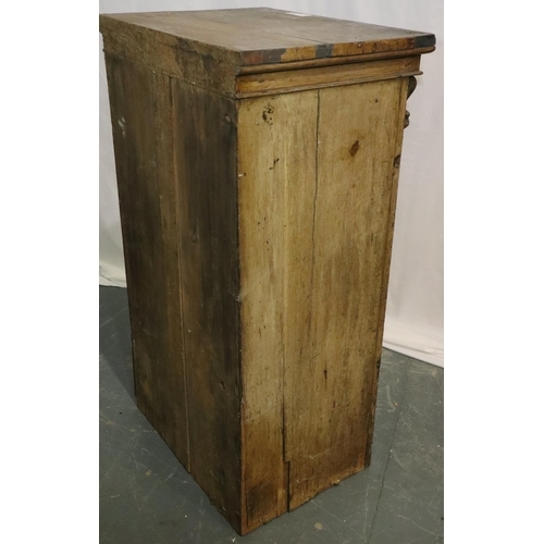 526 - 19thC oak Wellington chest, unusually fitted with a secretaire type desk and five further drawers fo... 